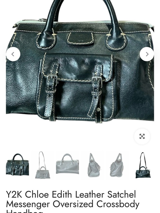 Chloe Handbags - Chloe Black Leather Edith Tote with Contrast Stitching